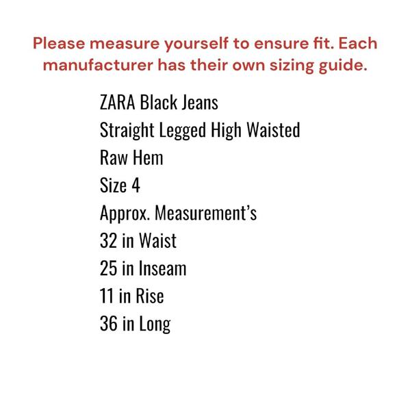 Zara Jeans Women Size 4 Black High Rise Waist Wide Leg Raw Hem Denim Pants - Picture 7 of 13